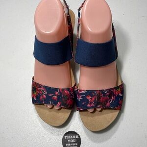 Life Stride Navy Floral Wedges Size 8.5 SB-K